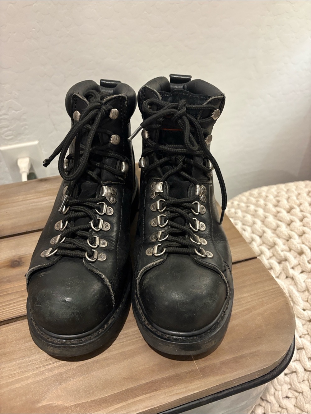 Harley-Davidson Black Leather Lace-Up Women's Moto Boots